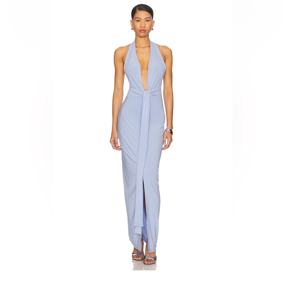 Elegant Halter Neck Blue Dress